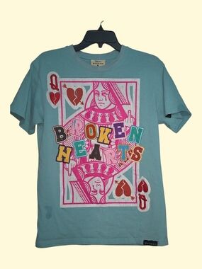 Watson Aqua Broken Hearts Short-Sleeve Graphic Tee